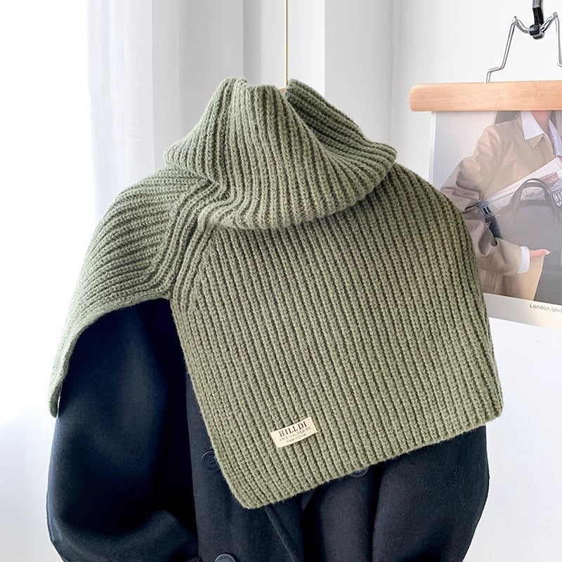 Women's With Turtleneck Shawl Korean Knitted Thermal Head Scarfs