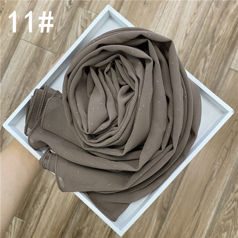 Women's Color Gold Sprinkling Chiffon Fashion Ethnic Scarfs