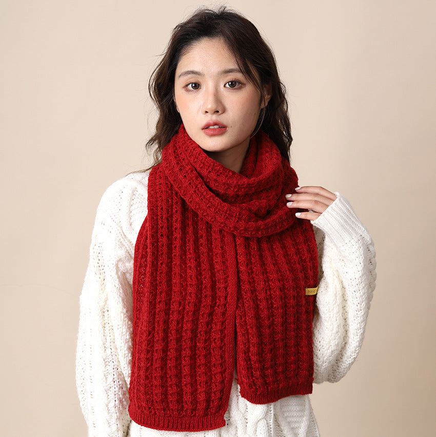 Women's Wool Red Winter Versatile High-grade Warm Scarfs