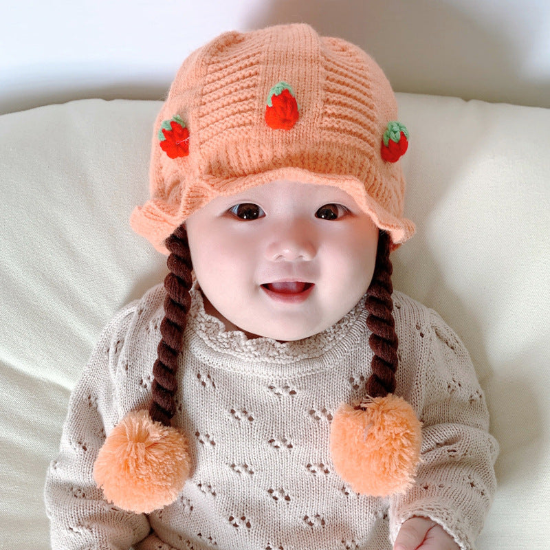 Knitted Cute Wig Infant Pullover Keep Kids' Headwear