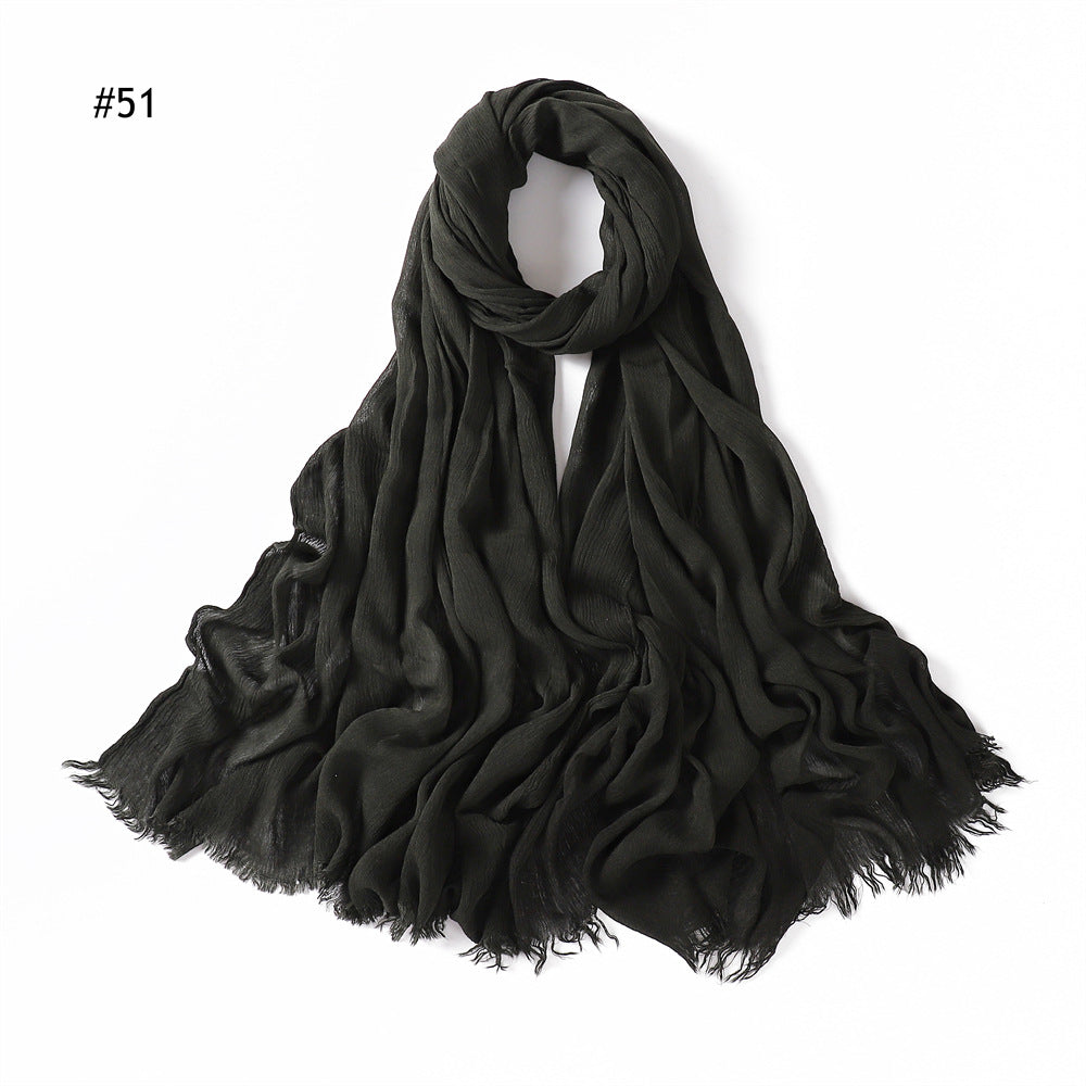 Women's Pleated Solid Color Rayon Split Breathable Scarfs