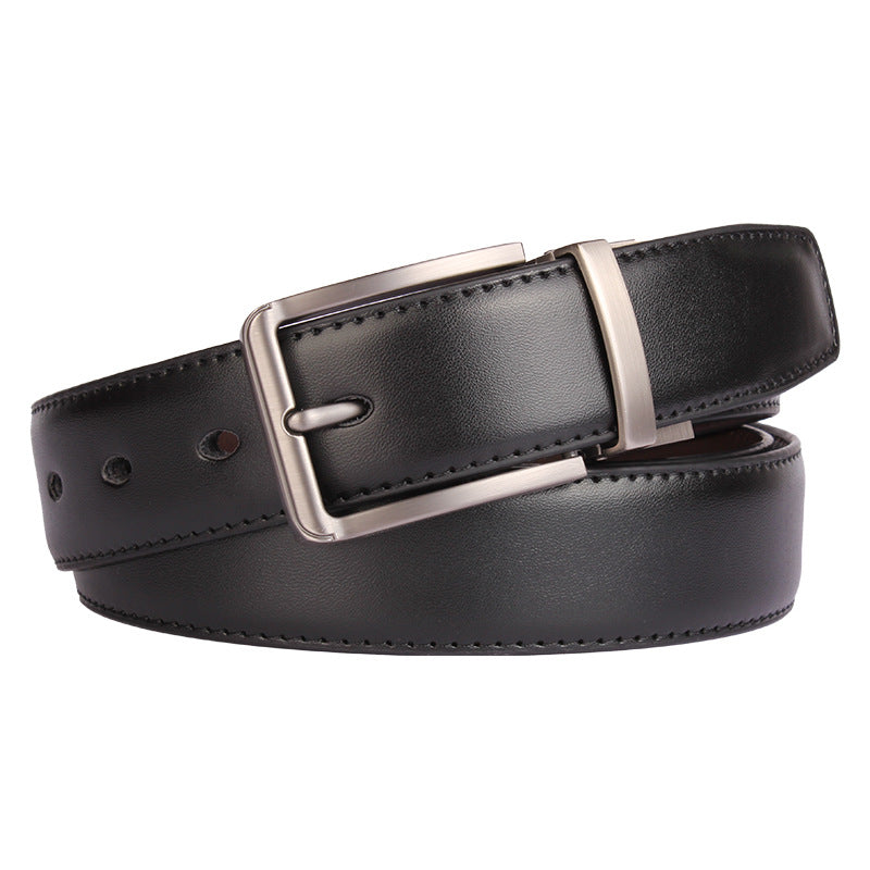 Men's Rotating Buckle Cowhide Pin Casual Double-sided Belts