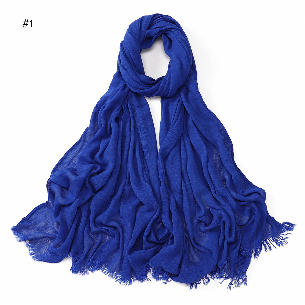 Women's Pleated Solid Color Rayon Split Breathable Scarfs