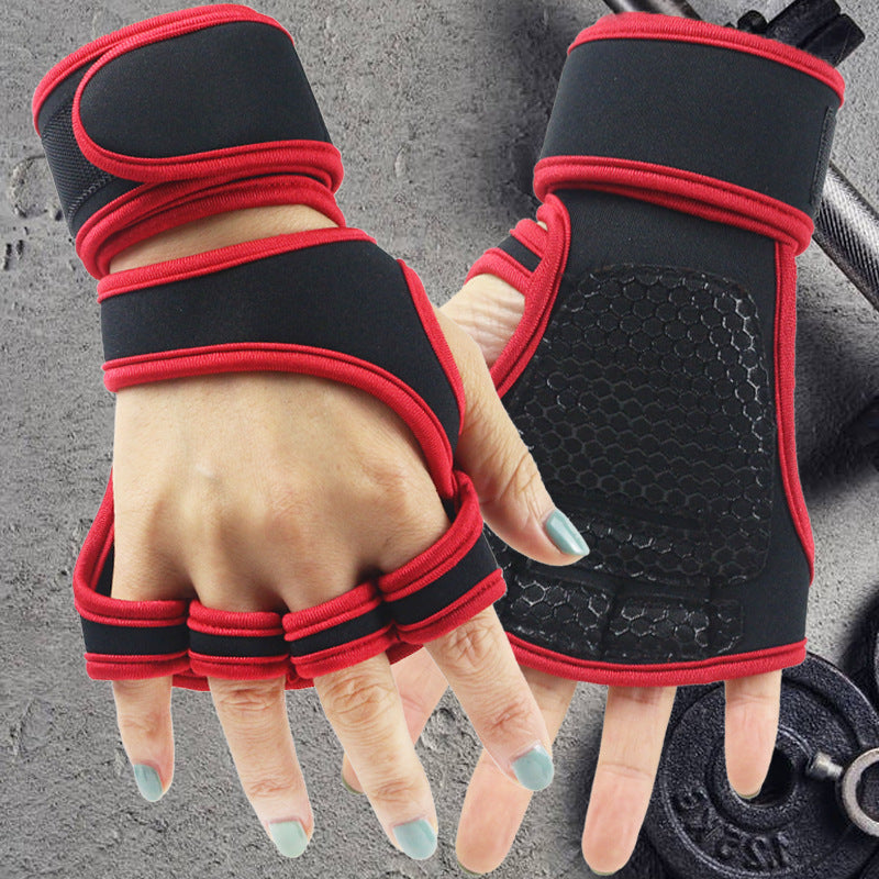 Women's & Men's Half Finger Pull-up Wrist Protector Dumbbell Sports Equipment Hard Gloves