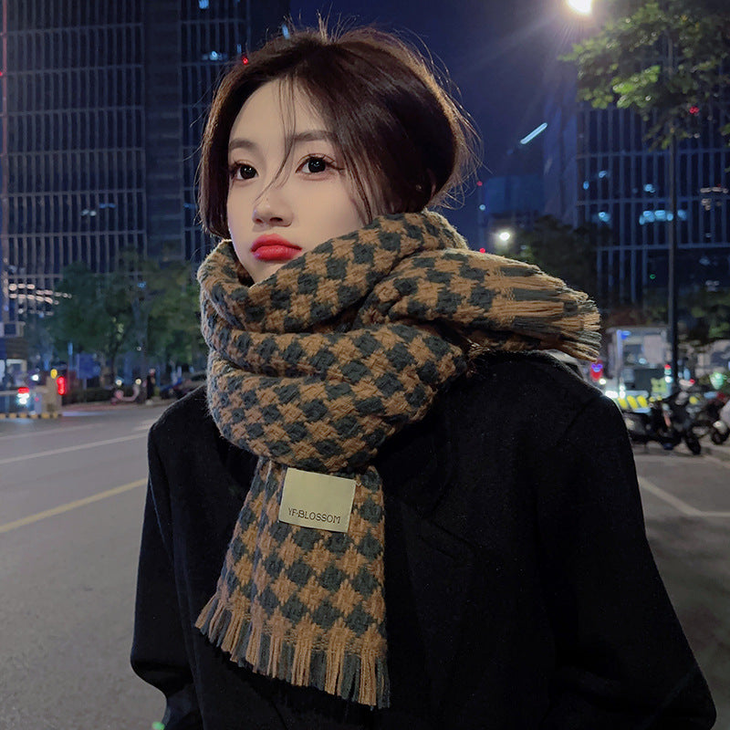 Women's Winter High-grade Plaid Korean Warm Versatile Scarfs