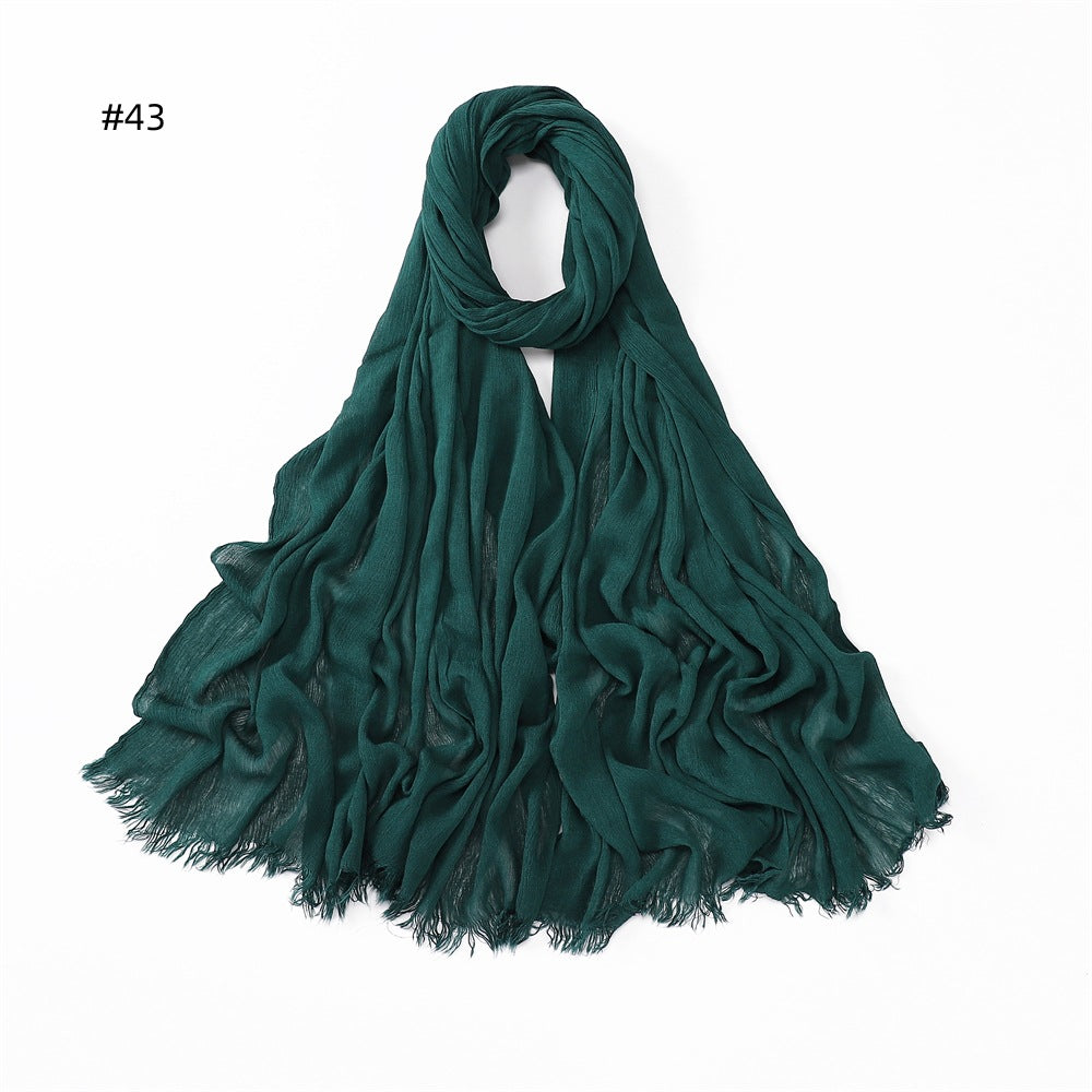 Women's Pleated Solid Color Rayon Split Breathable Scarfs