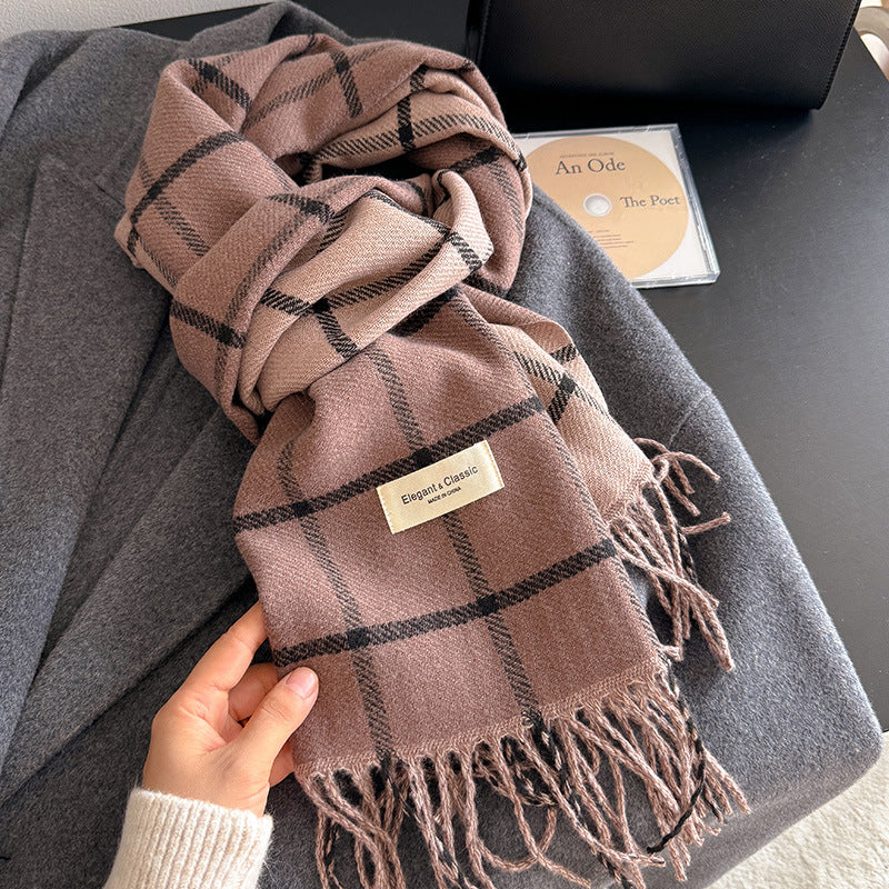 Women's Striped Plaid Talma Elegant Style Warm Scarfs