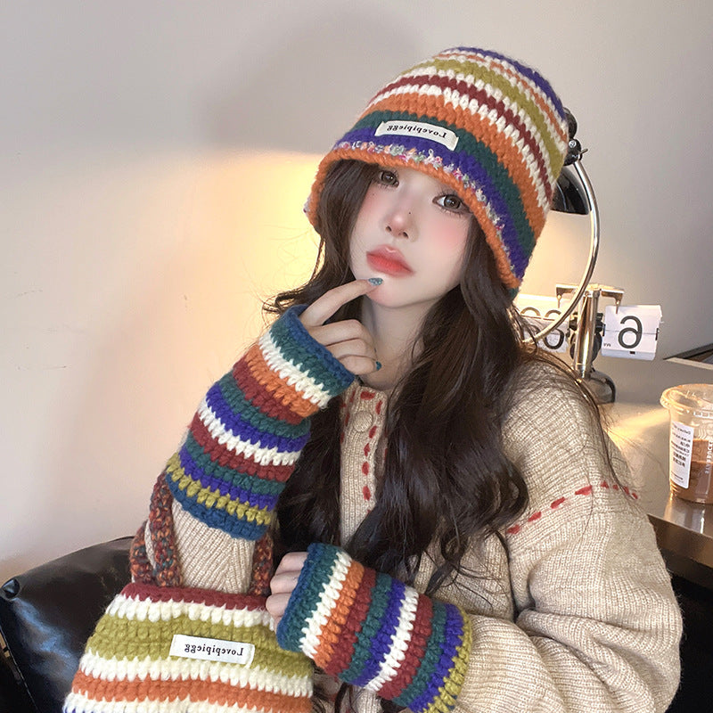 Women's Woolen Outdoor Keep Warm Three-in-one Bag Fashion Hats & Caps