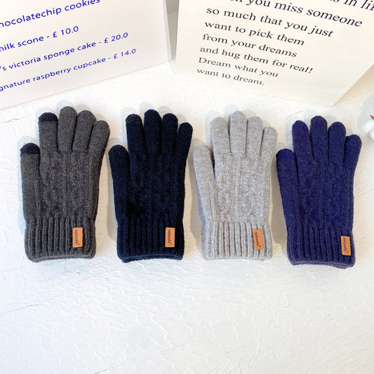 Men's Warm Winter Knitted Full Finger Twist Touch Gloves