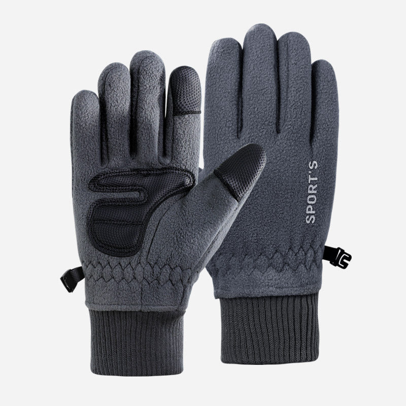 Women's & Men's Warm Riding Fleece-lined Thick Touch Screen Open Finger Motorcycle Gloves