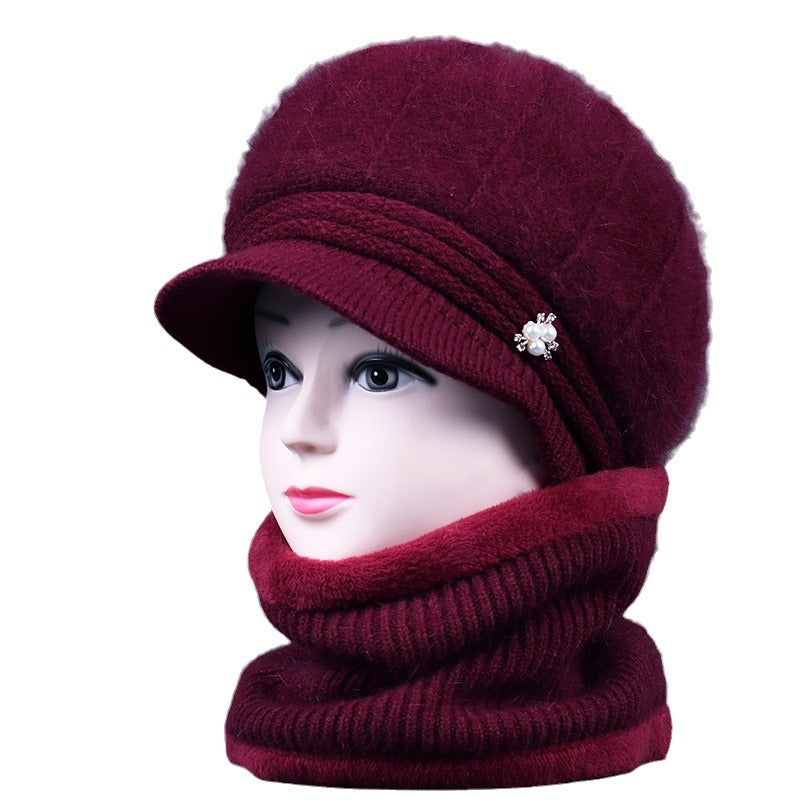 Women's Mom Hat Elders Grandma Fleece-lined Rabbit Fur Knitted Warm Hats & Caps