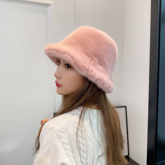 Women's Bucket Hat Plush Fashion Warm Fur Hats & Caps