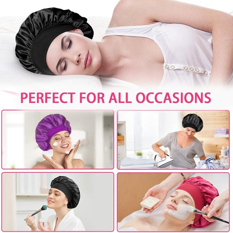 Women's Brim High Elastic Satin Nightcap Beauty Hairdressing Hair Hats & Caps