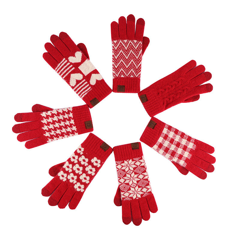 Zodiac Anniversary Year Red Winter Warm Gloves