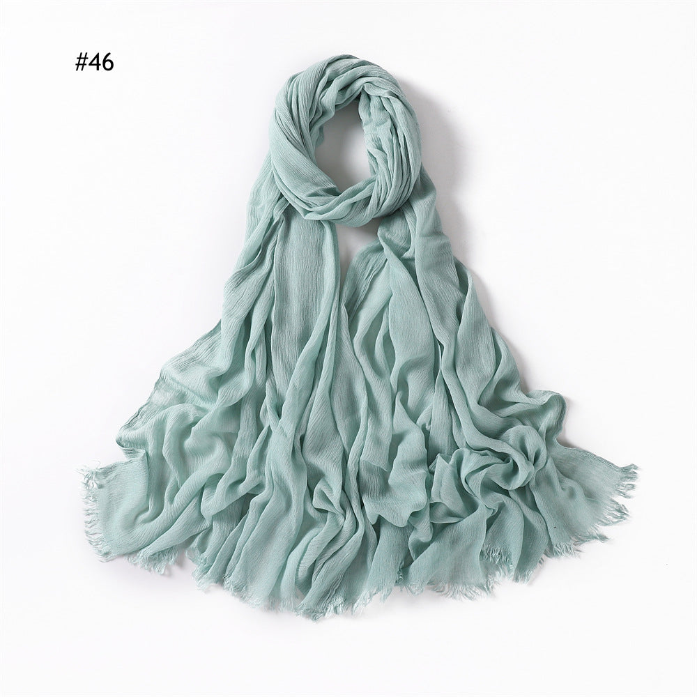 Women's Pleated Solid Color Rayon Split Breathable Scarfs