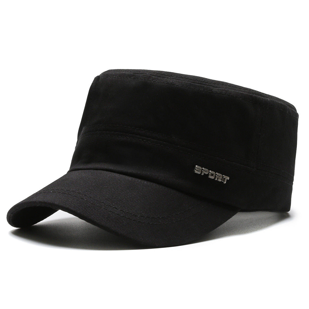 Men's Four Casual Twill Cotton Flat-top Simple Peaked Hats & Caps