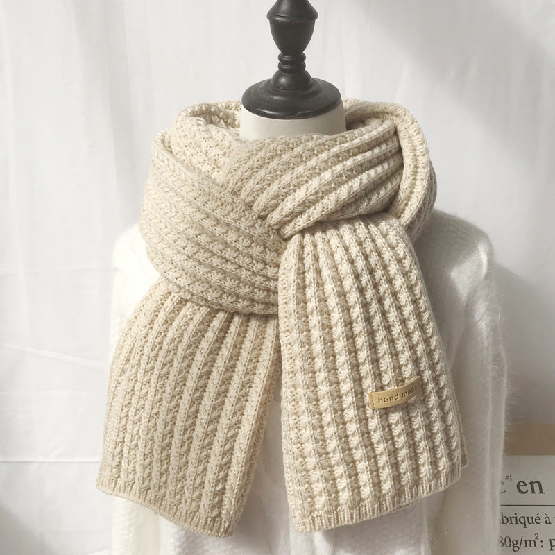 Women's Winter Solid Color Woolen Knitted Korean Scarfs