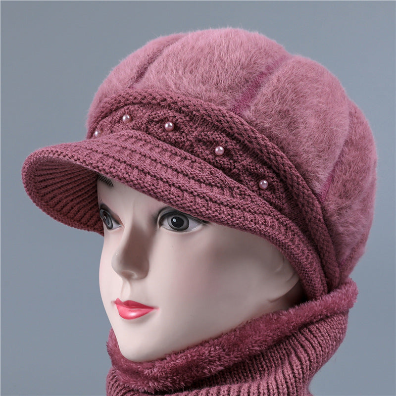 Women's Woolen For The Elderly Mother Rabbit Hats & Caps