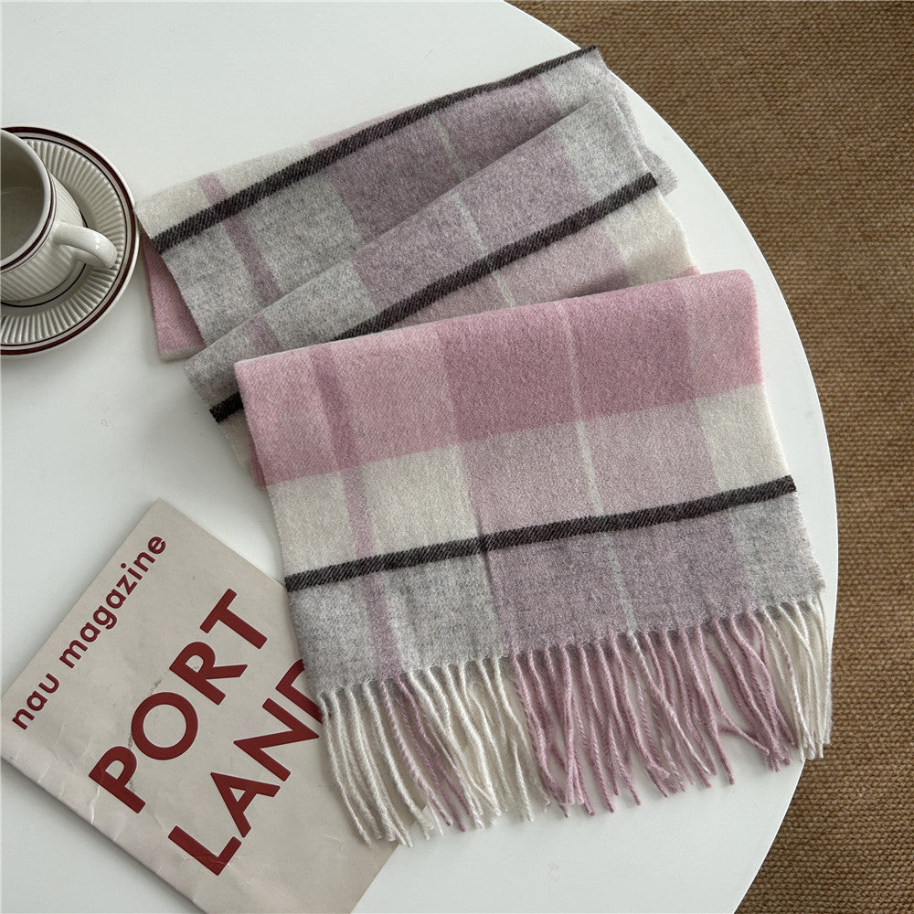 Men's Pure Wool Plaid For Female Winter Scarfs