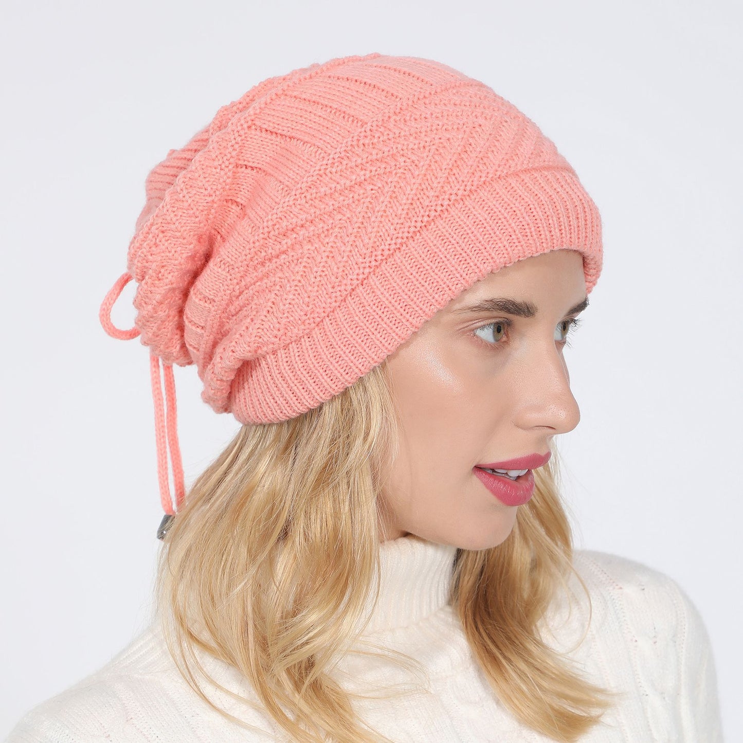 Women's 2 For Sleeve Fleece-lined Knitted Earflaps Pile Hats & Caps