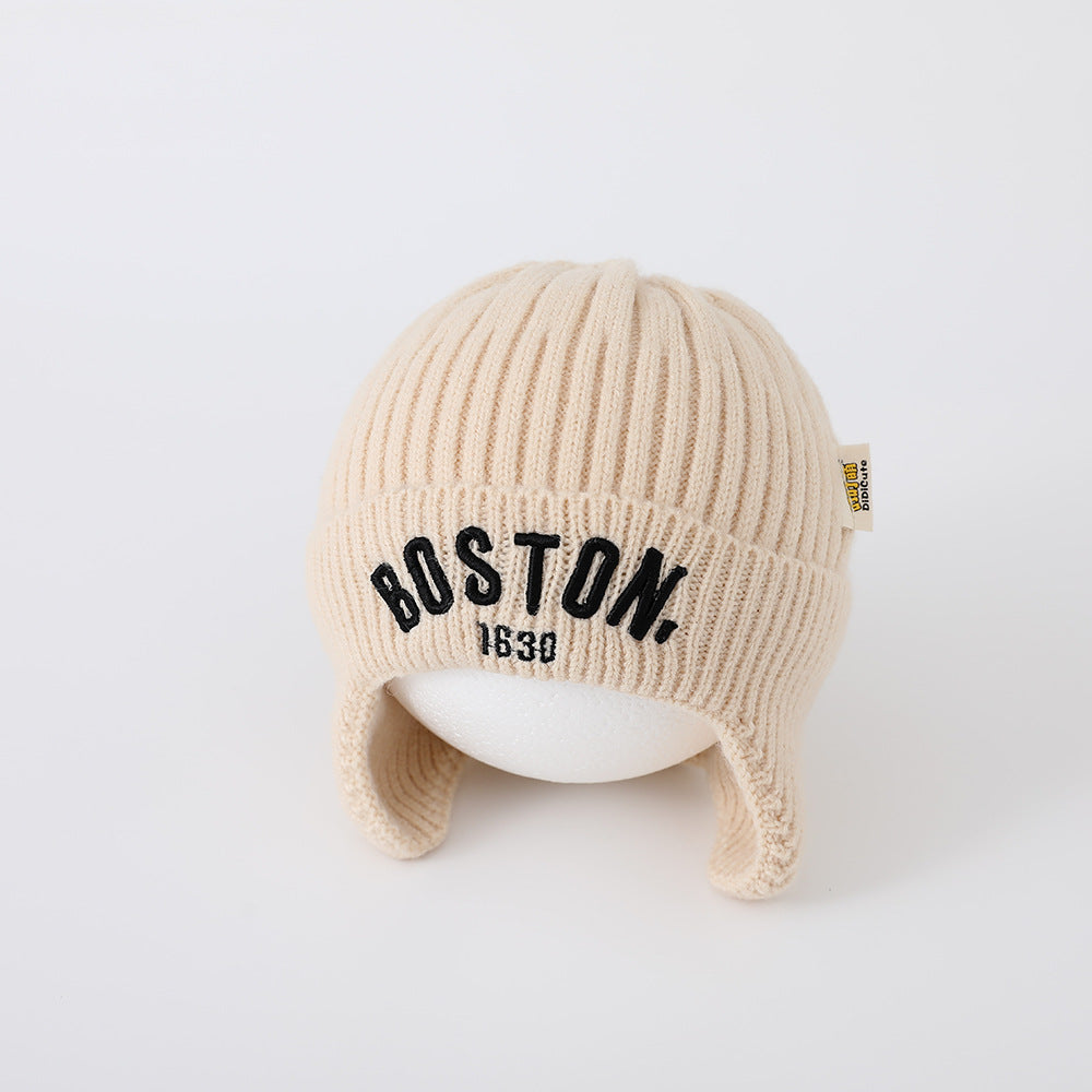 Letter Woolen Knitted Hat Gary Cloth Kids' Headwear