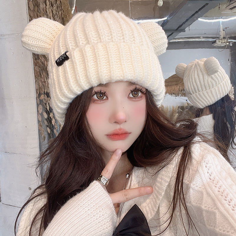 Women's Thickened Earflaps Knitted Hat Winter Cute Hats & Caps