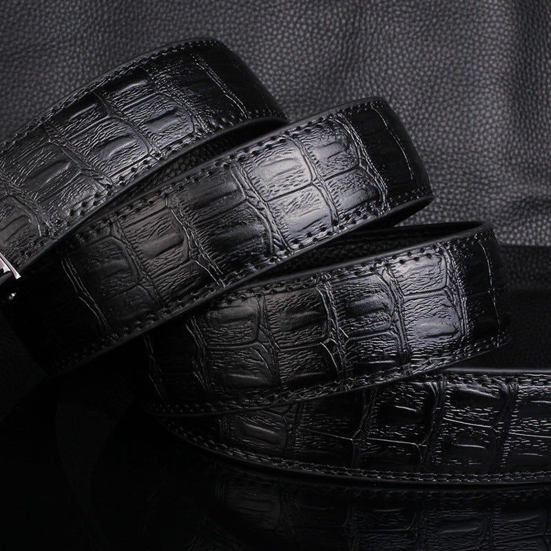 Men's Pattern Cowhide Leather Comfort Click Waist Belts