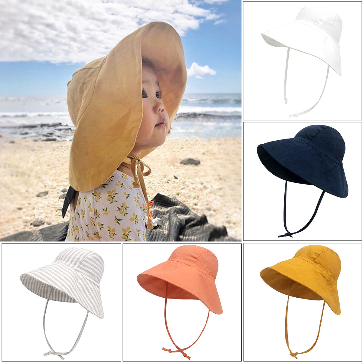 Children's Summer Sun Hat Outdoor Big Brim Bucket Kids' Headwear