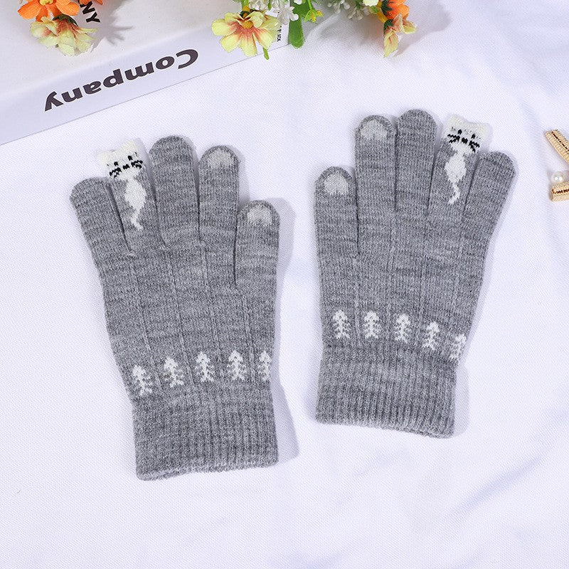 Women's Thickened Cold Protection Knitted Wool Touch Gloves