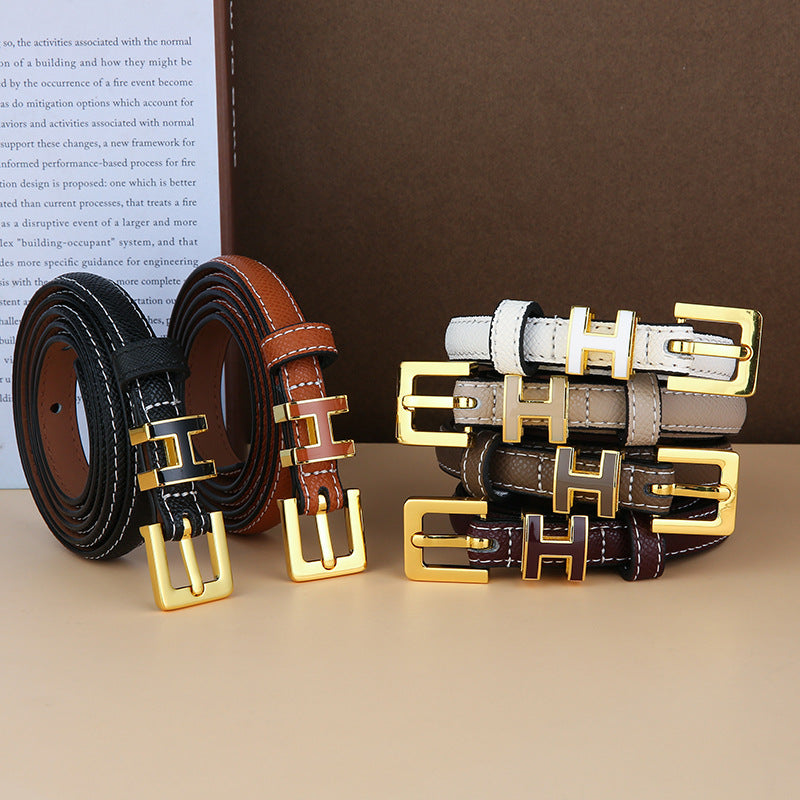 Women's Genuine Leather Letter Counter Thin Matching Belts