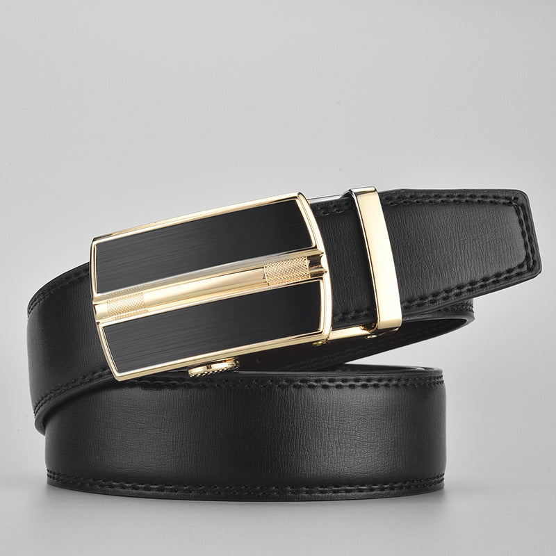 Men's Leather Business Cowhide Alloy Automatic Buckle Belts