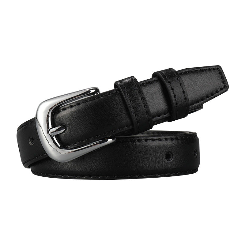 Women's Pants Partner Simple Sier Buckle Black Belts