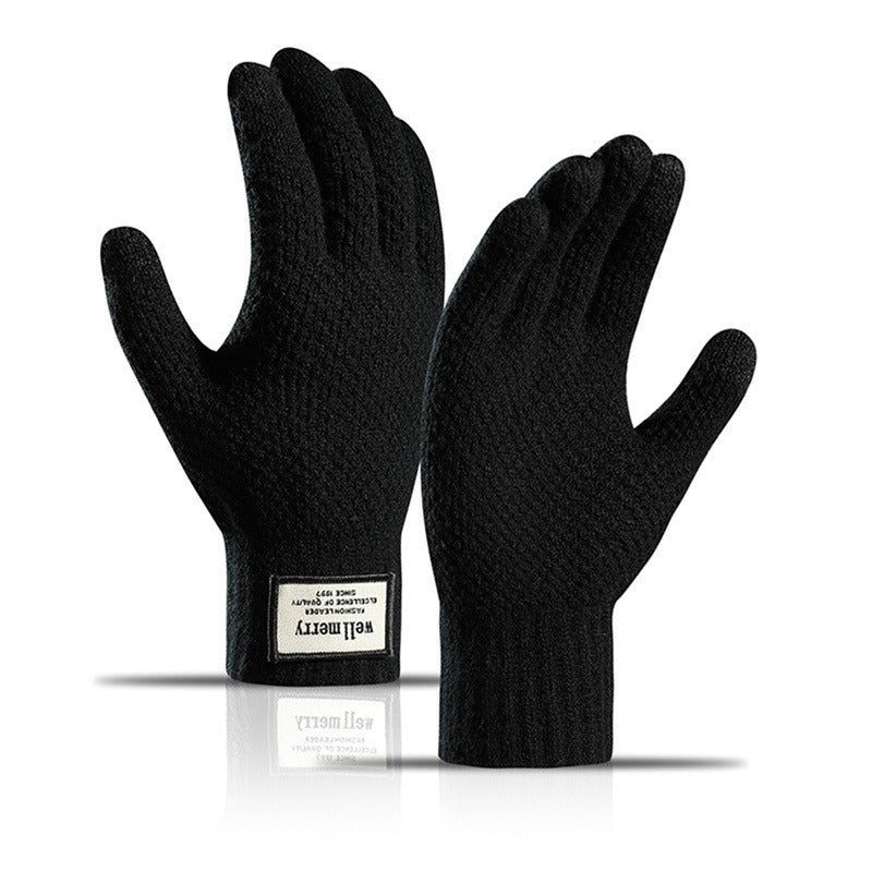 Men's Knitted Plus Size Fleece-lined Thicker Jacquard Gloves