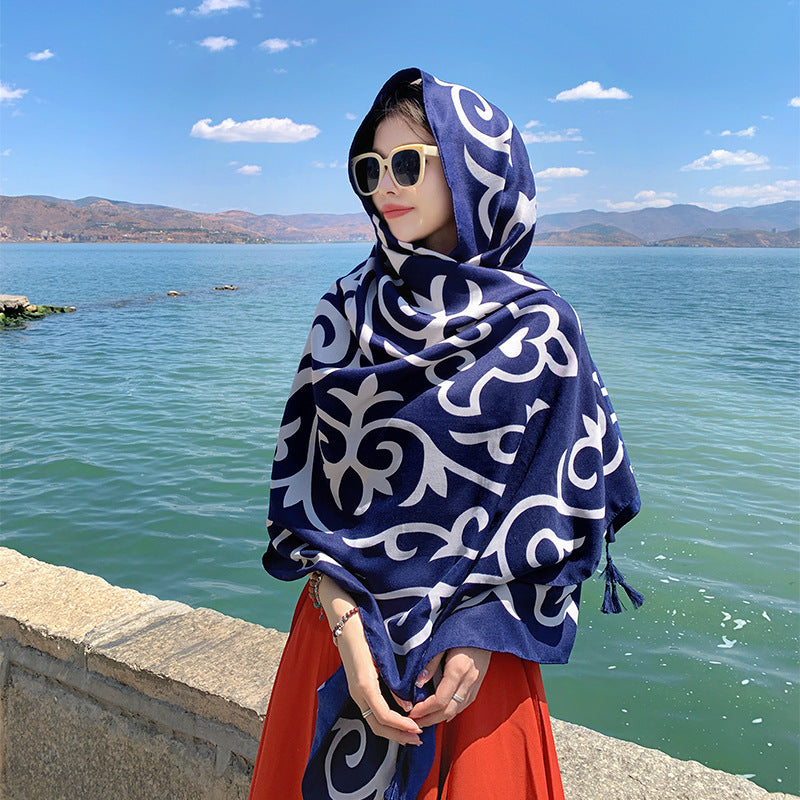 Ethnic Print Travel Outdoor Shawl Air-conditioned Scarfs