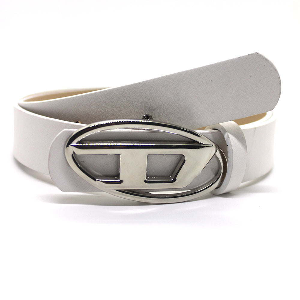 Women's & Men's Trendy Letter Oval Metal Snap Button Belts