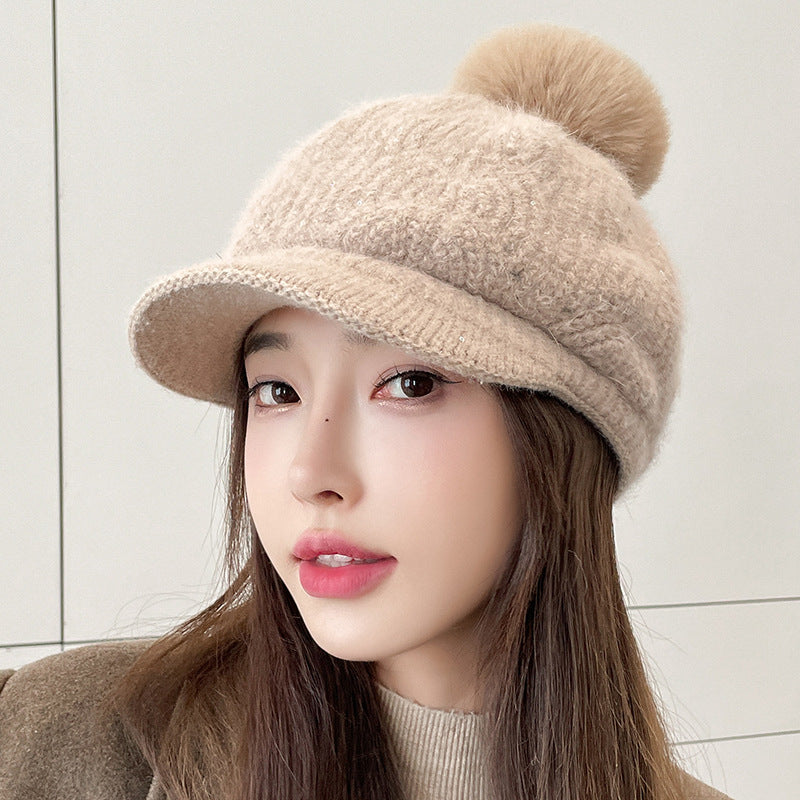 Women's Hair Baseball Korean Textured Sequined Fur Hats & Caps