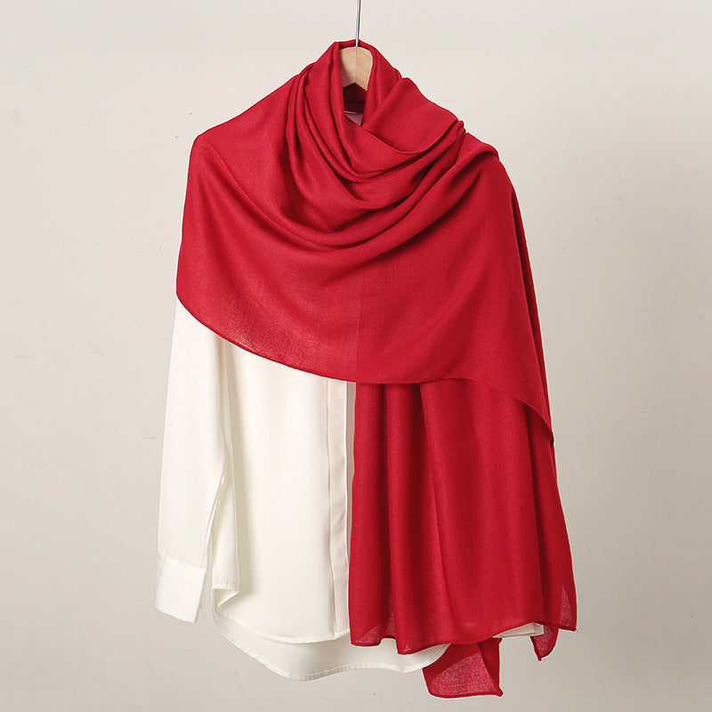 Women's Monochrome Linen Popular Solid Color Cotton Scarfs