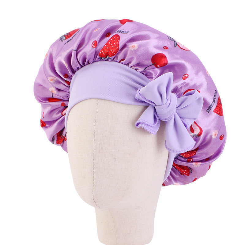 Popular Printing Satin Round Tam-o'-shanter Elastic Kids' Headwear