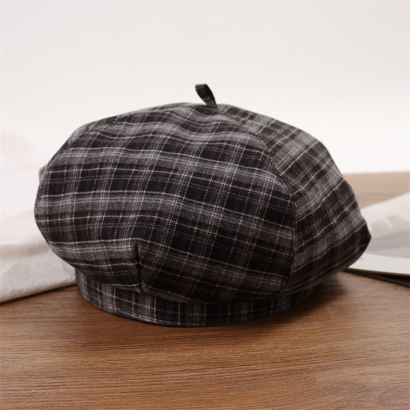 Women's Checked Beret Temperament Wild Little Korean Hats & Caps