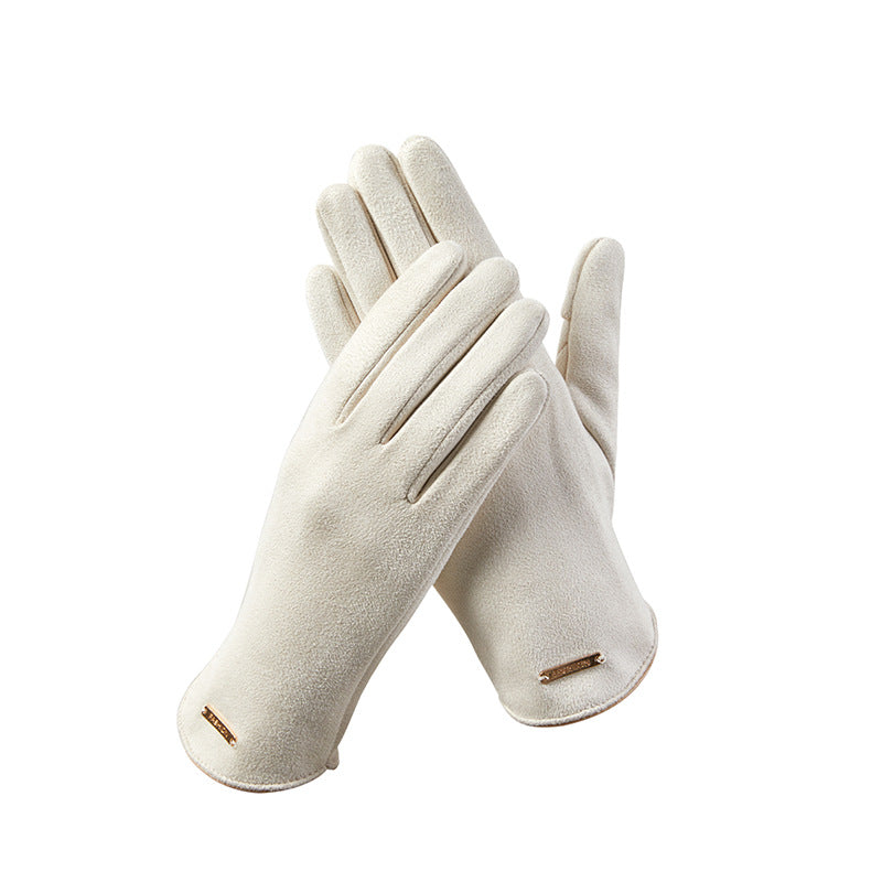 Women's Outdoor Sports Cycling Driving Elegant Fleece-lined Gloves