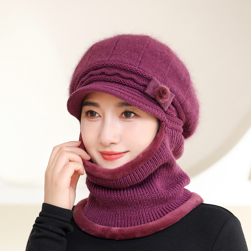 Women's Suit Fleece-lined Thickened Cold Protection Knitted Hat Hats & Caps