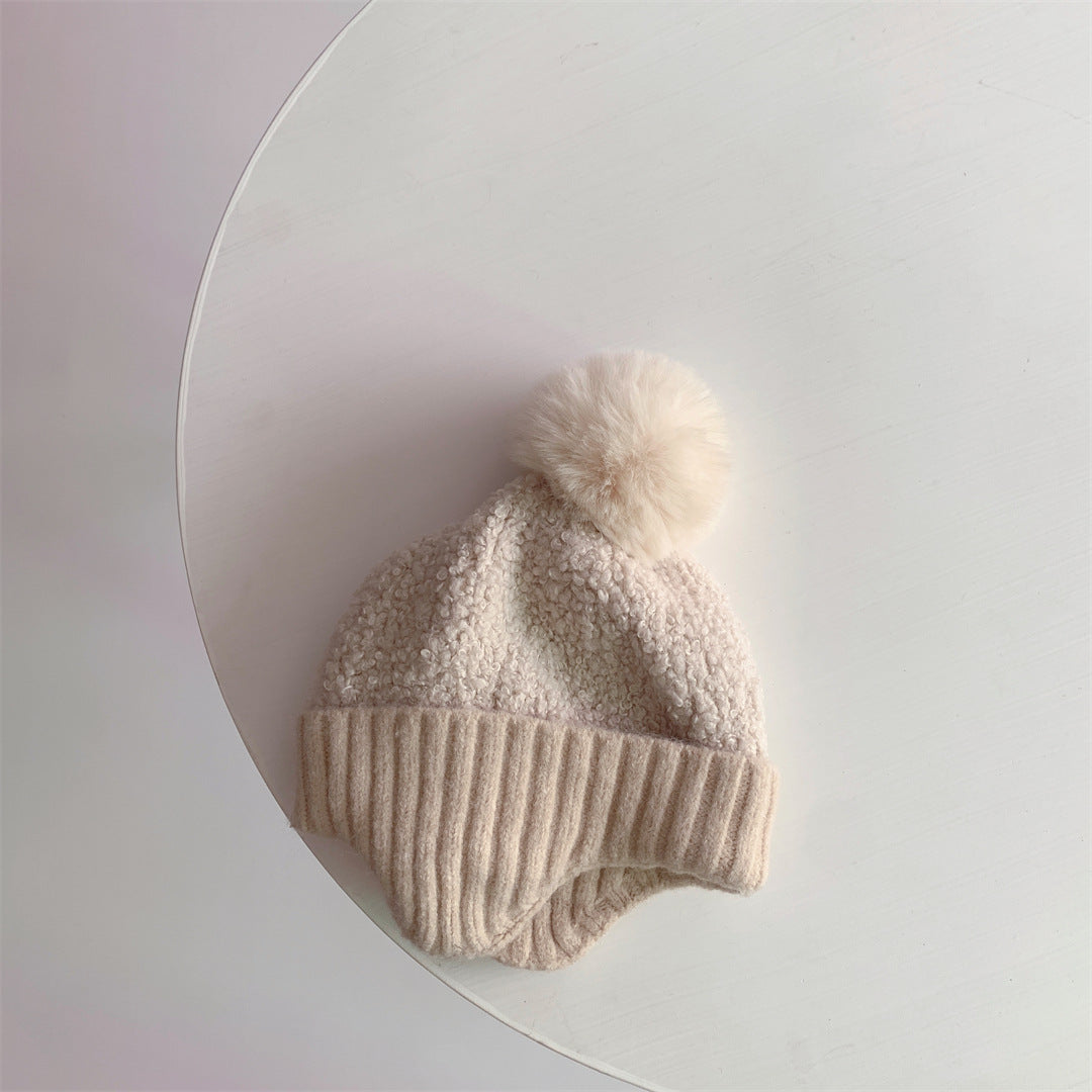 Children's Warm Earflaps Cute Fur Ball Knitted Kids' Headwear