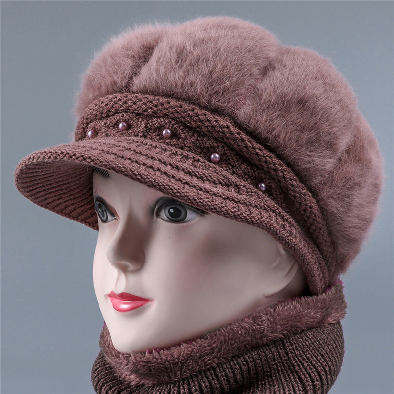 Women's Woolen For The Elderly Mother Rabbit Hats & Caps