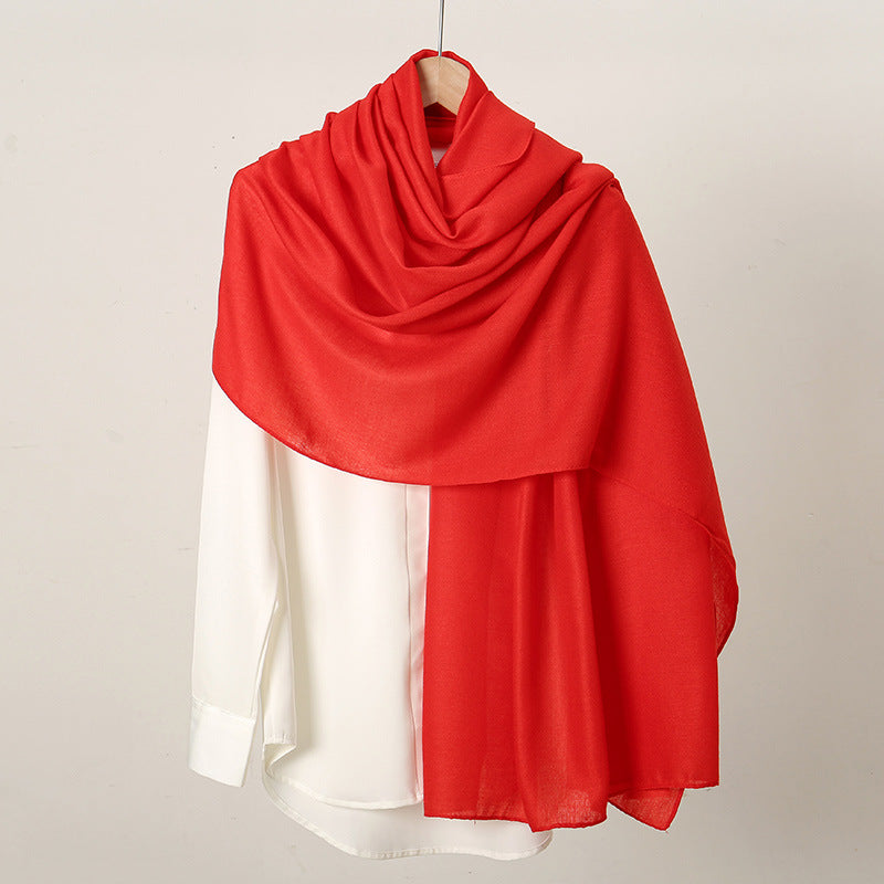 Women's Monochrome Linen Popular Solid Color Cotton Scarfs