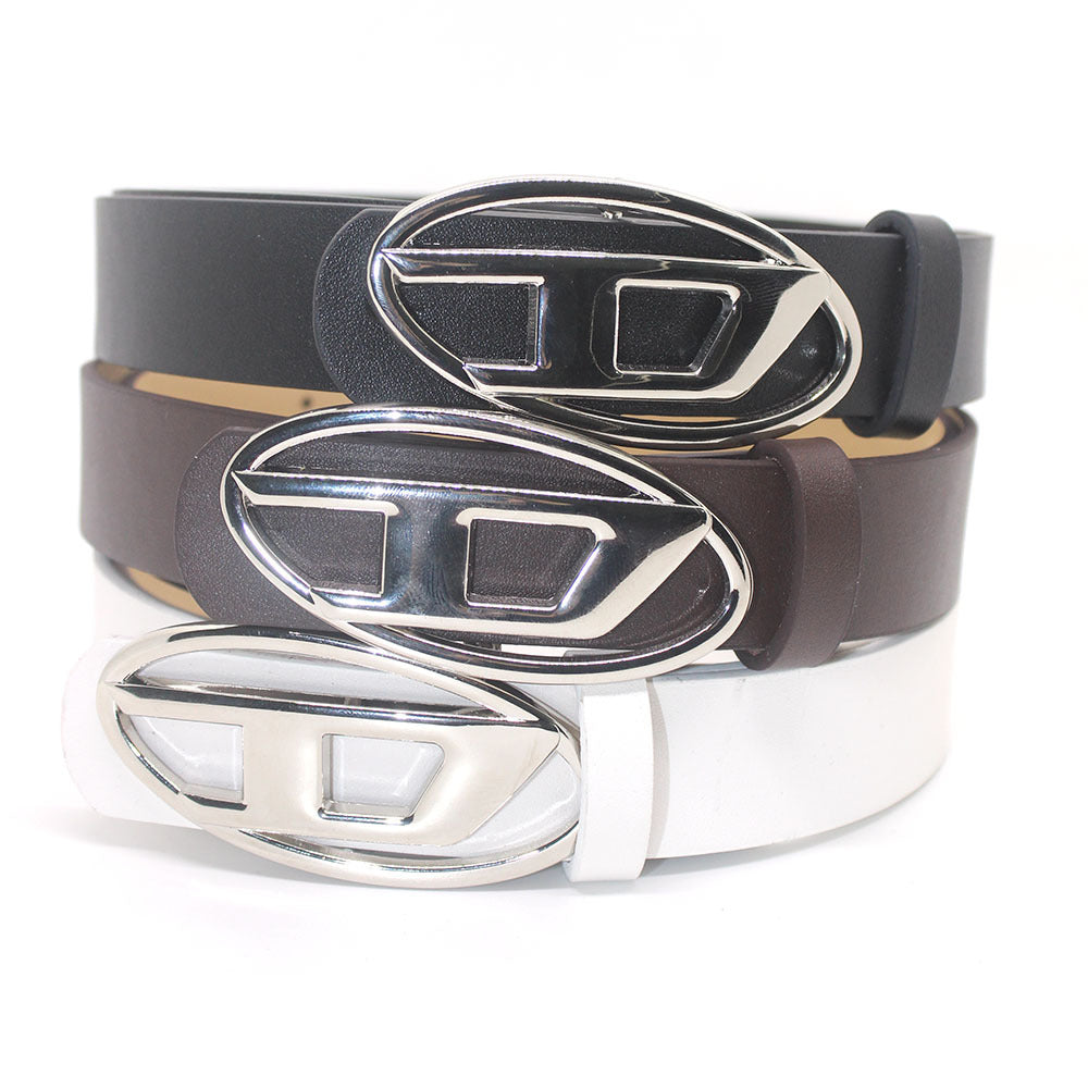 Women's & Men's Trendy Letter Oval Metal Snap Button Belts